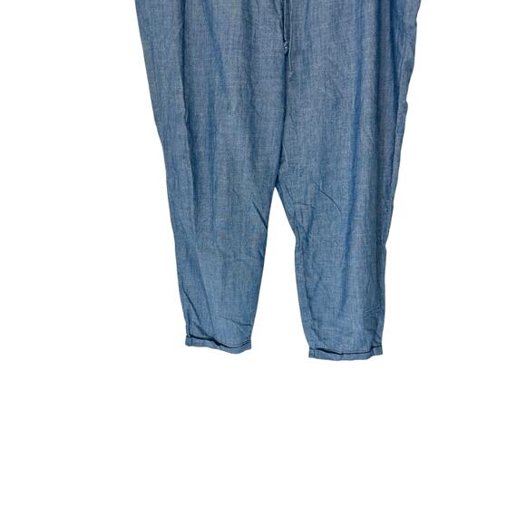 J.Crew Chambray Drawstring Pant Blue Relaxed Straight Leg Casual Relaxed Size 14 - Picture 5 of 12